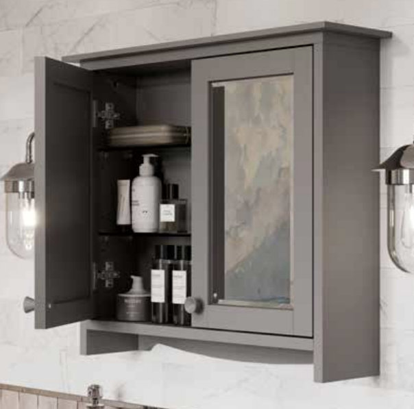 650 mirrored cabinet in Ashbee Grey