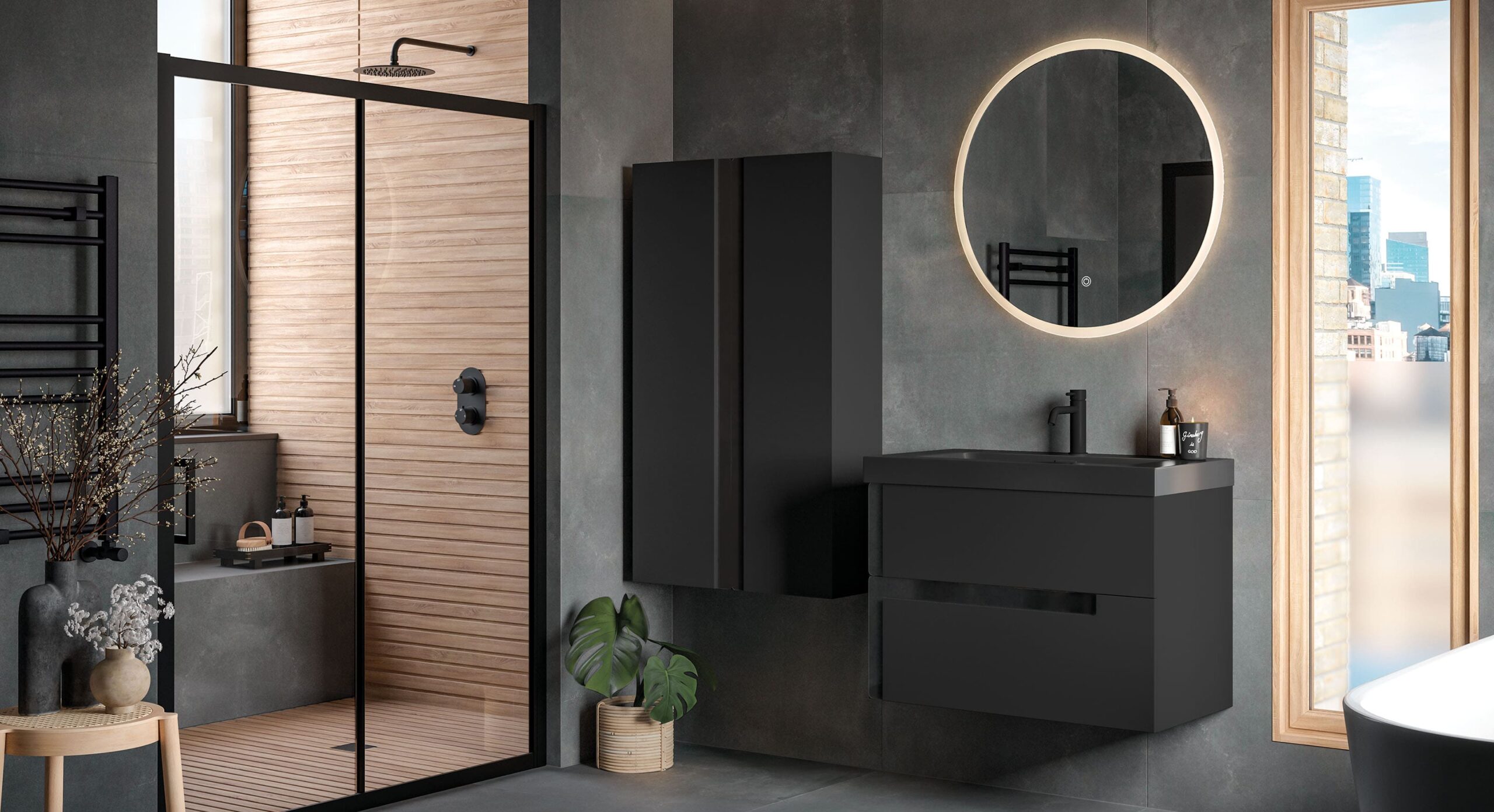 bulan matt black - black glass