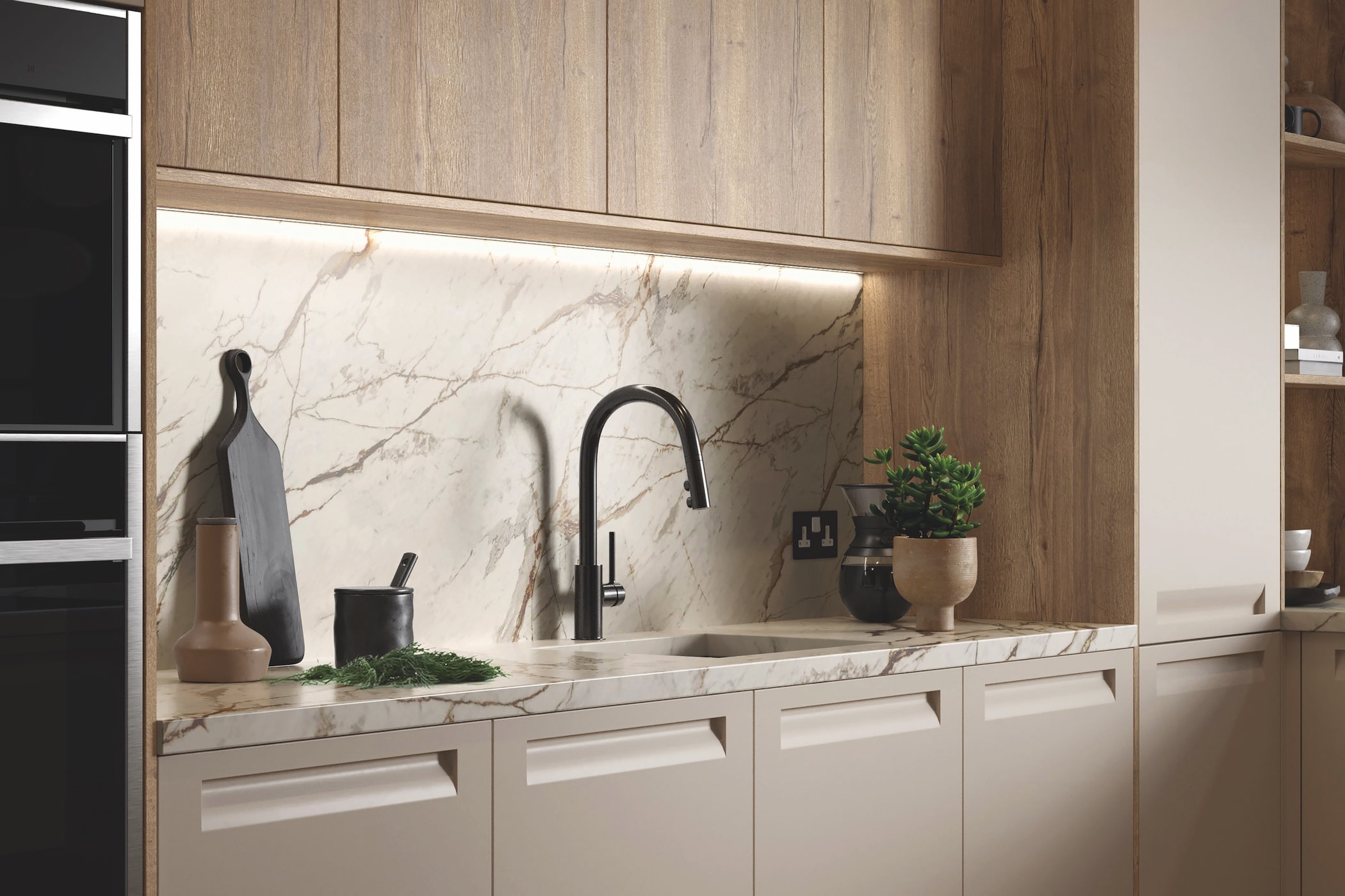 Autograph Cashmere & New England Oak sink run cameo